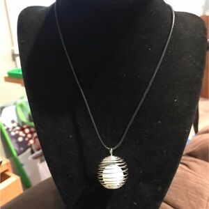 Opalite Sphere with Crystal cage necklace